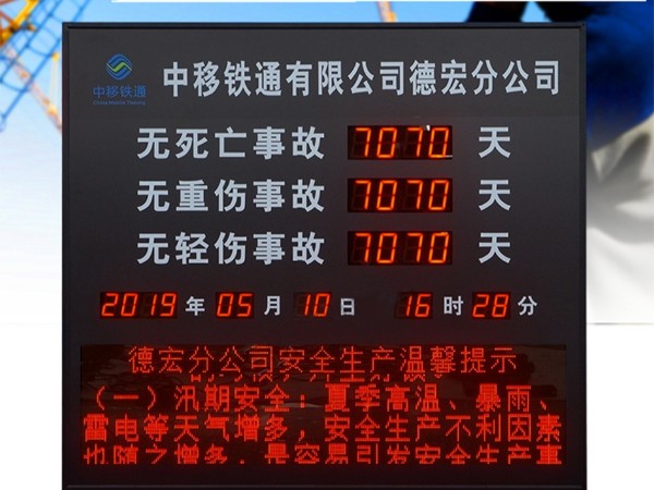 中鐵移動安全生產(chǎn)天數(shù)牌